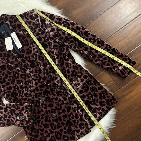 J. Crew Size 2 Velvet Leopard Print Drapey Double Breasted Blazer Jacket J9067 - Picture 4 of 9